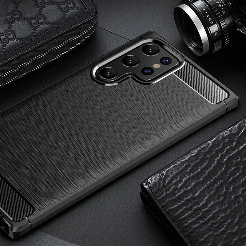 Samsung Galaxy S22 Ultra Shockproof Heavy Duty Rugged Matte Carbon Fiber Case Cover