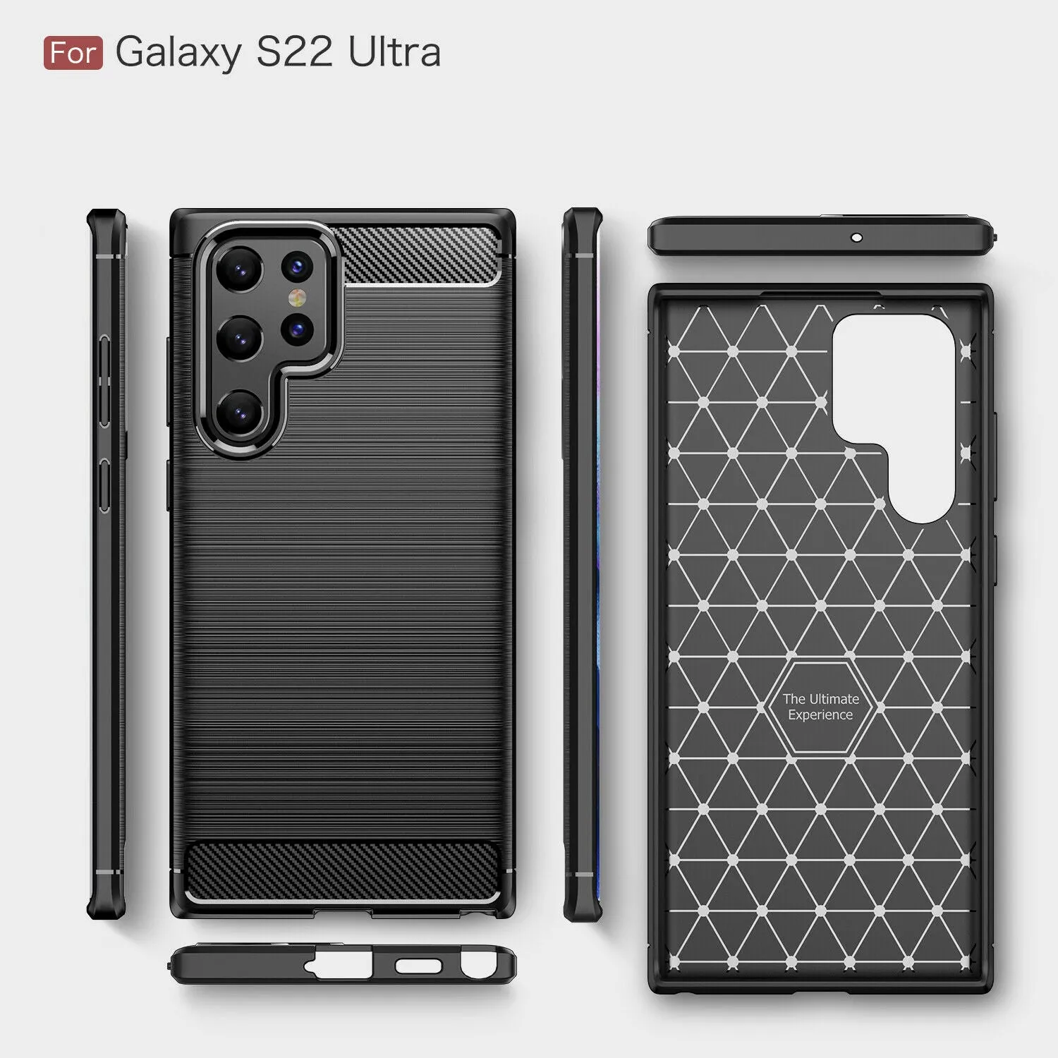Samsung Galaxy S22 Ultra Shockproof Heavy Duty Rugged Matte Carbon Fiber Case Cover