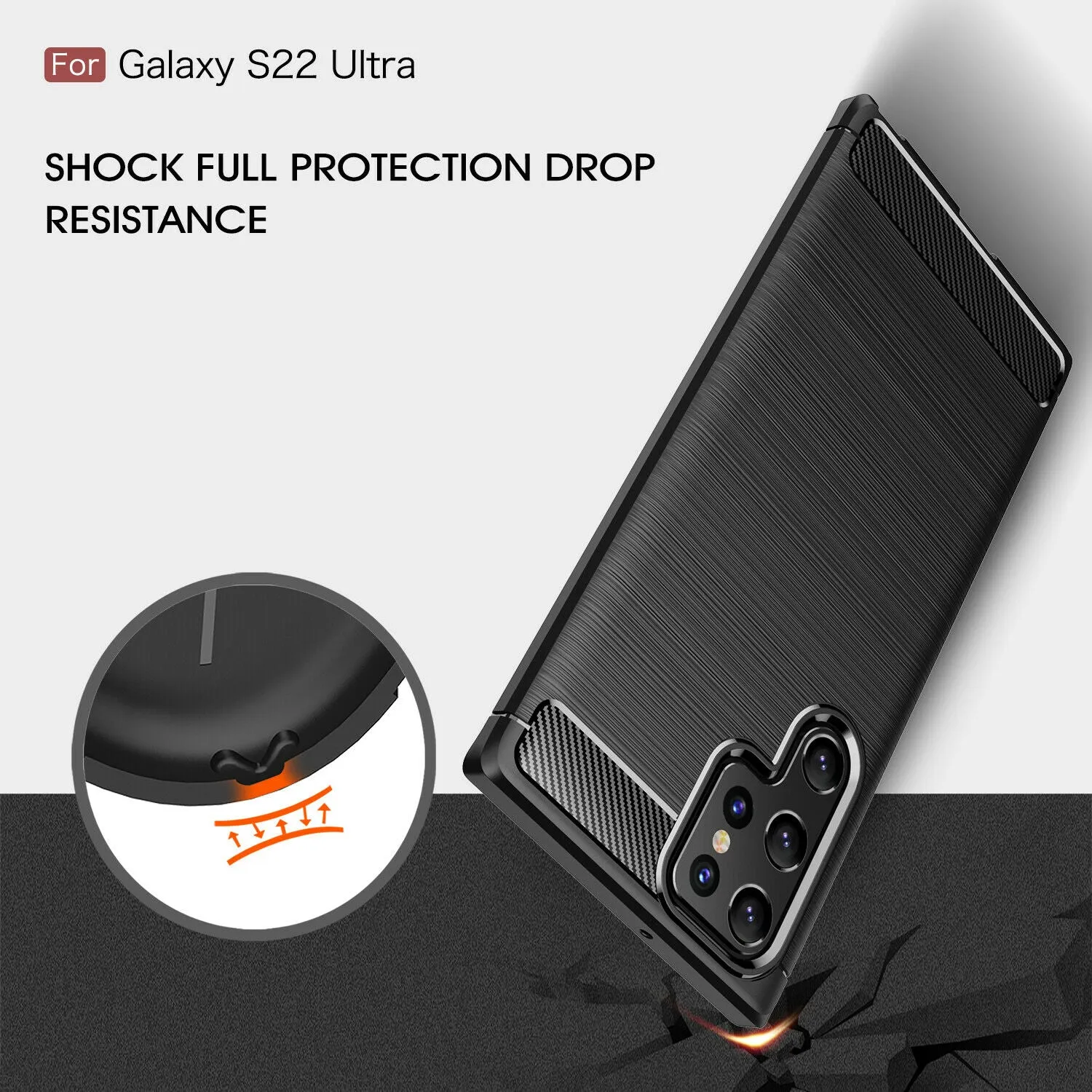 Samsung Galaxy S22 Ultra Shockproof Heavy Duty Rugged Matte Carbon Fiber Case Cover