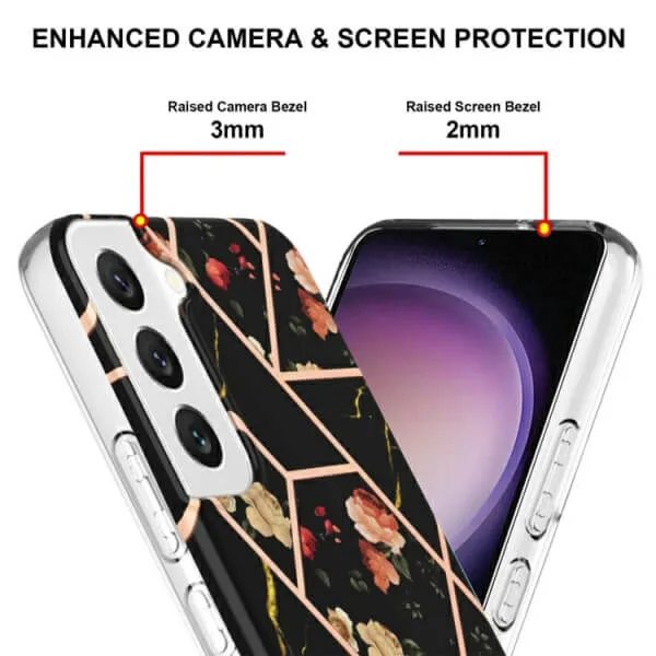 Samsung Galaxy S23 Case Hard back Marble Pattern Slim Design Enhanced Camera and Screen Protection Girls and Women Cover (Black)