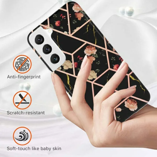 Samsung Galaxy S23 Case Hard back Marble Pattern Slim Design Enhanced Camera and Screen Protection Girls and Women Cover (Black)