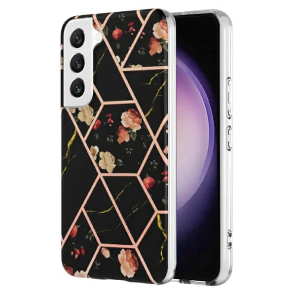 Samsung Galaxy S23 Case Hard back Marble Pattern Slim Design Enhanced Camera and Screen Protection Girls and Women Cover (Black)