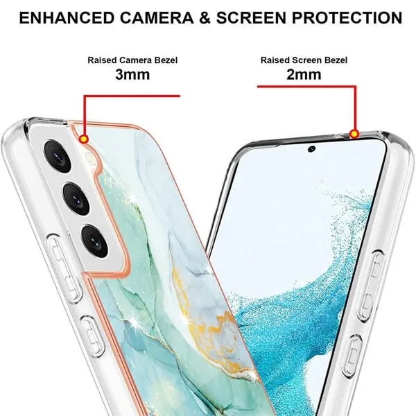 Samsung Galaxy S23 Plus 5G Case Hard back Marble Pattern Slim Design Enhanced Camera and Screen Protection Girls and Women Cover (Blue)