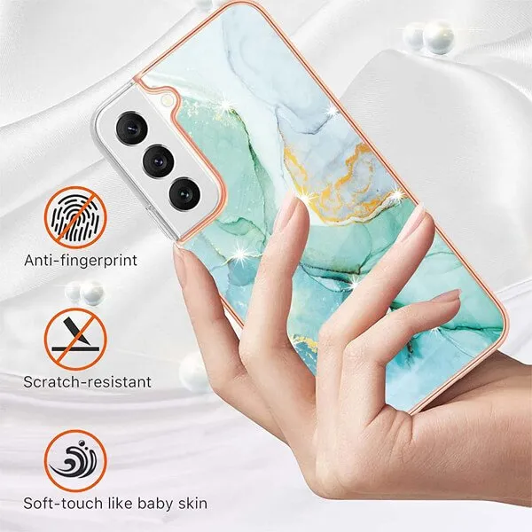 Samsung Galaxy S23 Plus 5G Case Hard back Marble Pattern Slim Design Enhanced Camera and Screen Protection Girls and Women Cover (Blue)