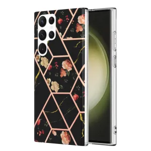 Samsung Galaxy S23 Ultra 5G Case Hard back Marble Pattern Slim Design Enhanced Camera and Screen Protection Girls and Women Cover (Black)