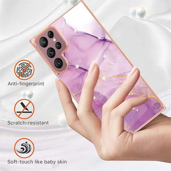 Samsung Galaxy S23 Ultra 5G Case Hard back Marble Pattern Slim Design Enhanced Camera and Screen Protection Girls and Women Cover (Rose Gold)