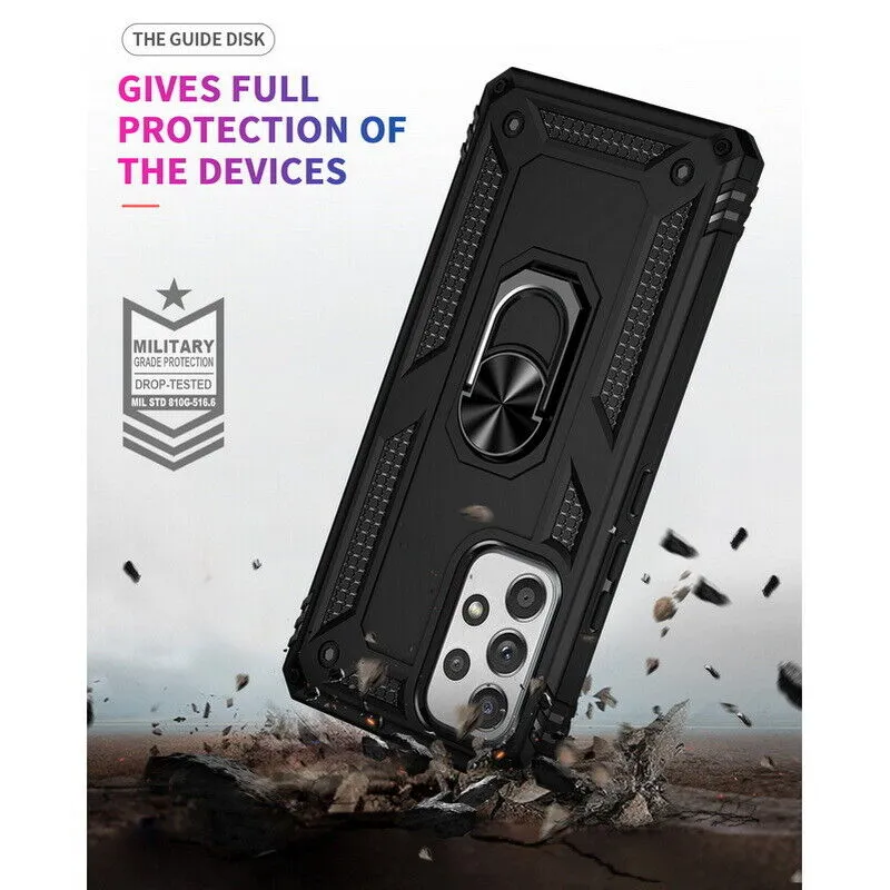 Samsung Galaxy S23 Ultra 5G Magnetic Ring Rugged Shockproof Case Heavy Duty Protective Back Cover (Black)