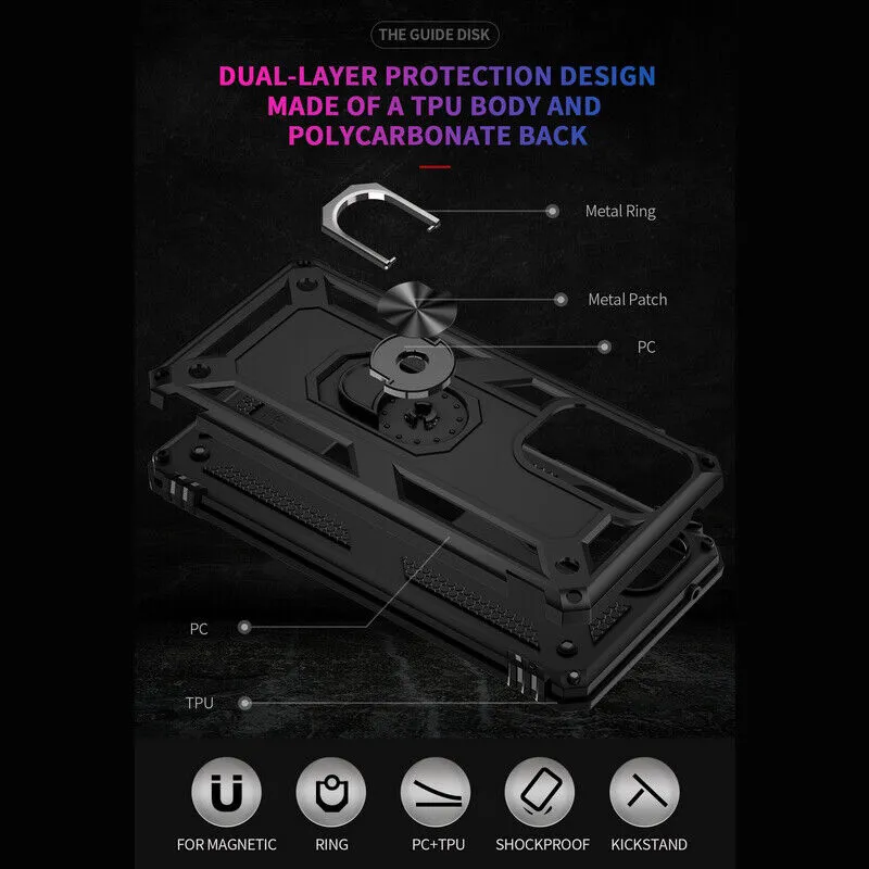 Samsung Galaxy S23 Ultra 5G Magnetic Ring Rugged Shockproof Case Heavy Duty Protective Back Cover (Black)