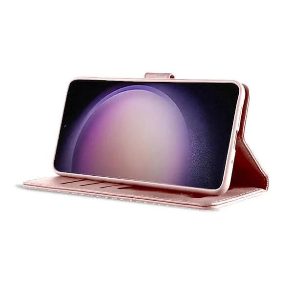Samsung Galaxy S23 Wallet Case Flip Leather Card Slots Magnetic Stand Cover (Rose Gold)