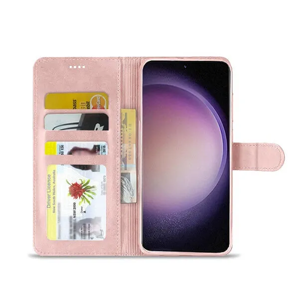 Samsung Galaxy S23 Wallet Case Flip Leather Card Slots Magnetic Stand Cover (Rose Gold)