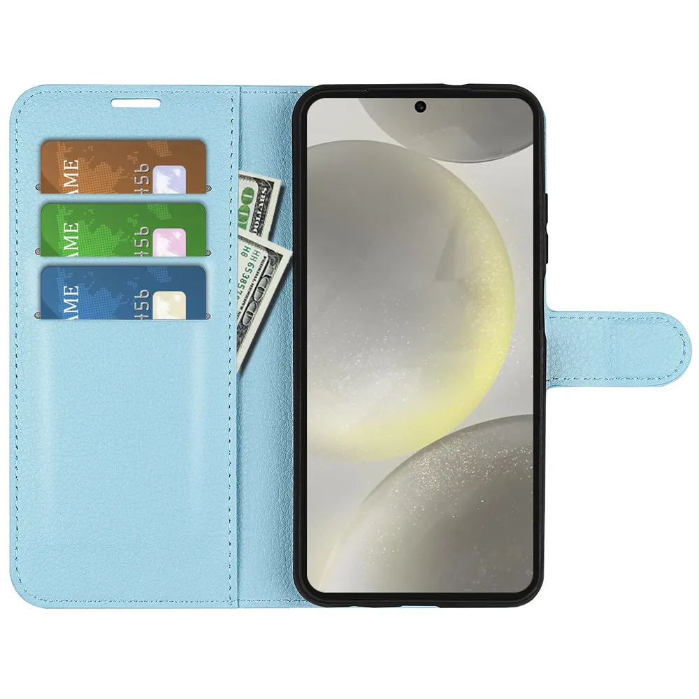 Samsung Galaxy S24 FE Leather Case Flip Cover Litchi Look - Light Blue