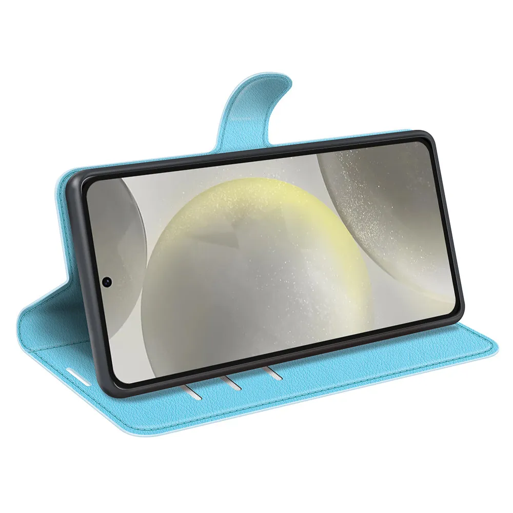 Samsung Galaxy S24 FE Leather Case Flip Cover Litchi Look - Light Blue