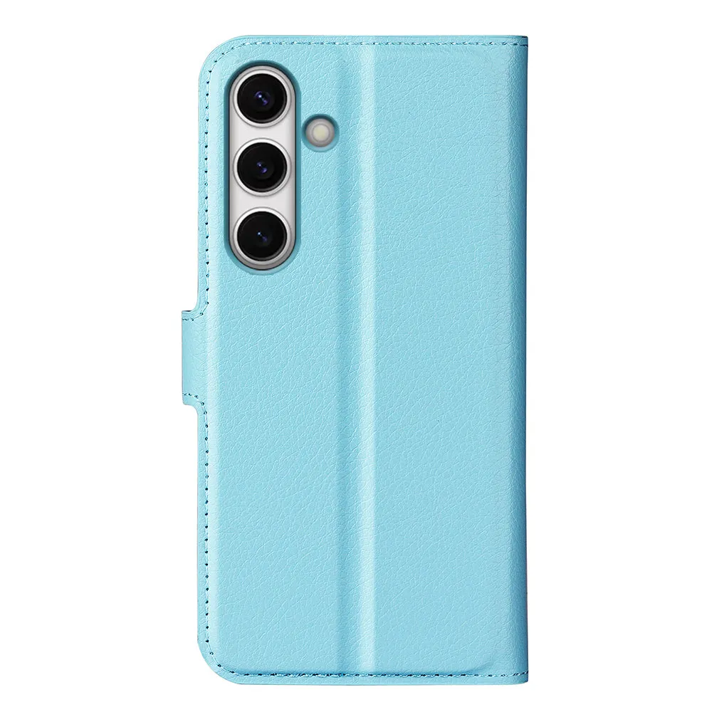 Samsung Galaxy S24 FE Leather Case Flip Cover Litchi Look - Light Blue