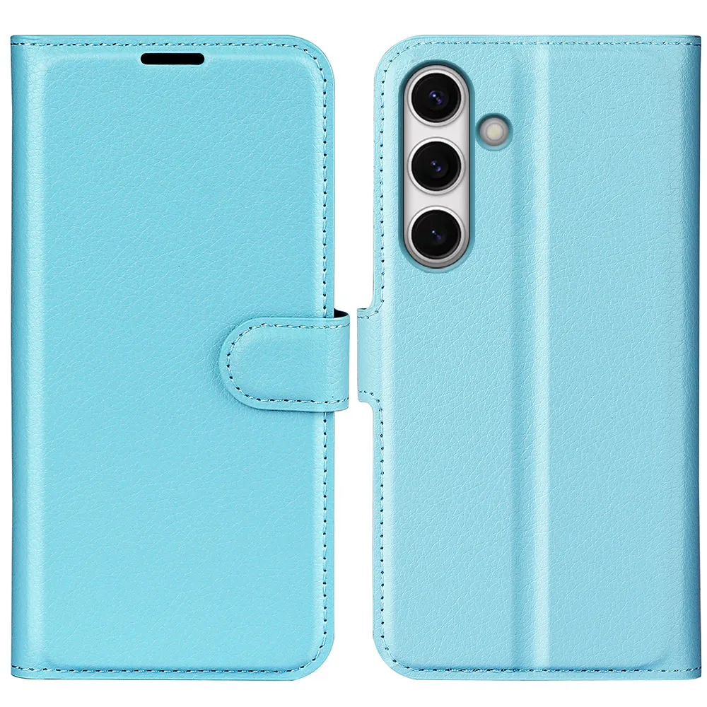 Samsung Galaxy S24 FE Leather Case Flip Cover Litchi Look - Light Blue