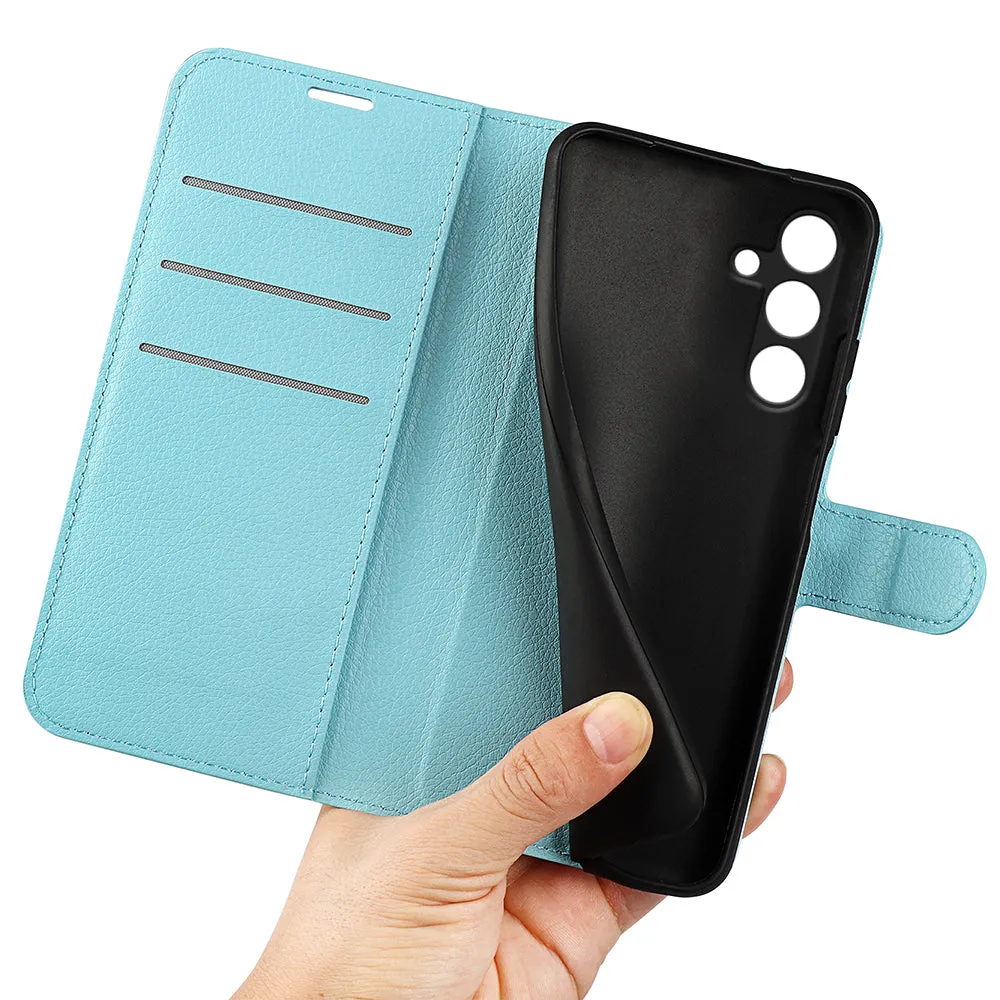 Samsung Galaxy S24 FE Leather Case Flip Cover Litchi Look - Light Blue