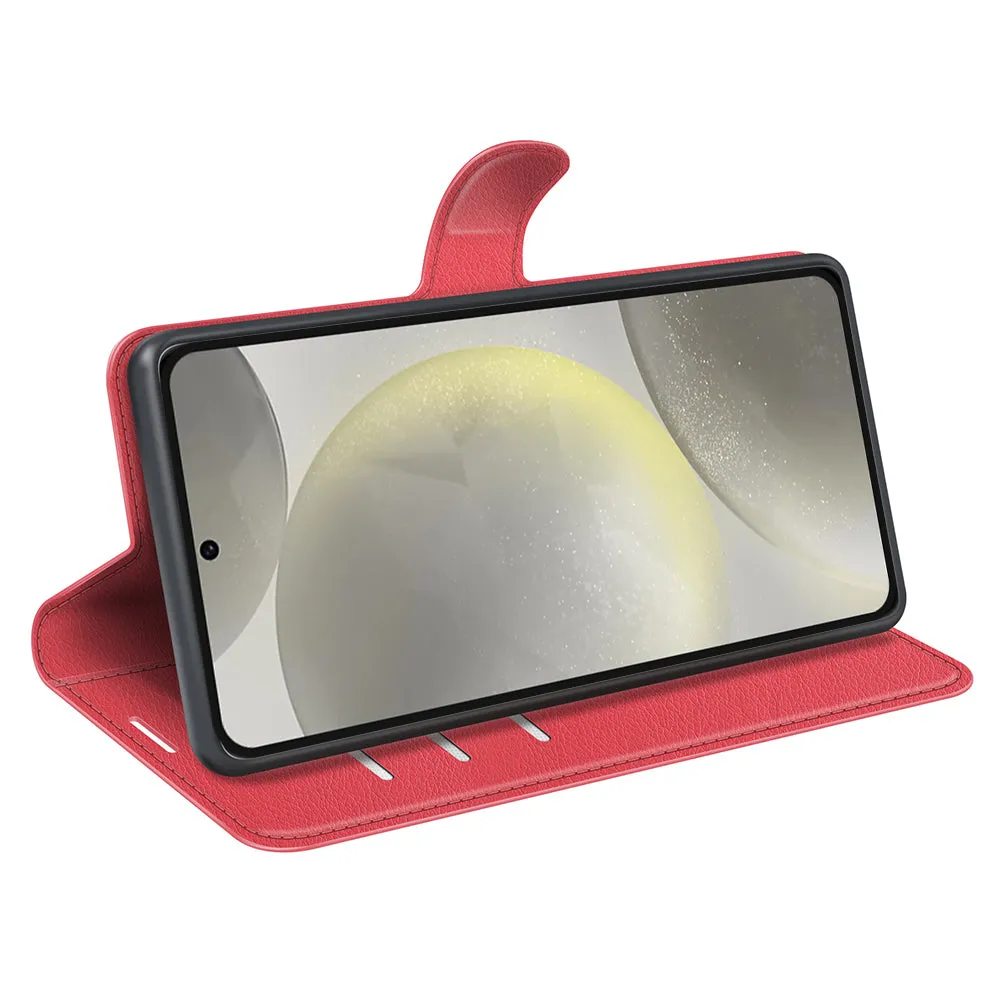 Samsung Galaxy S24 FE Leather Case Flip Cover Litchi Look - Red