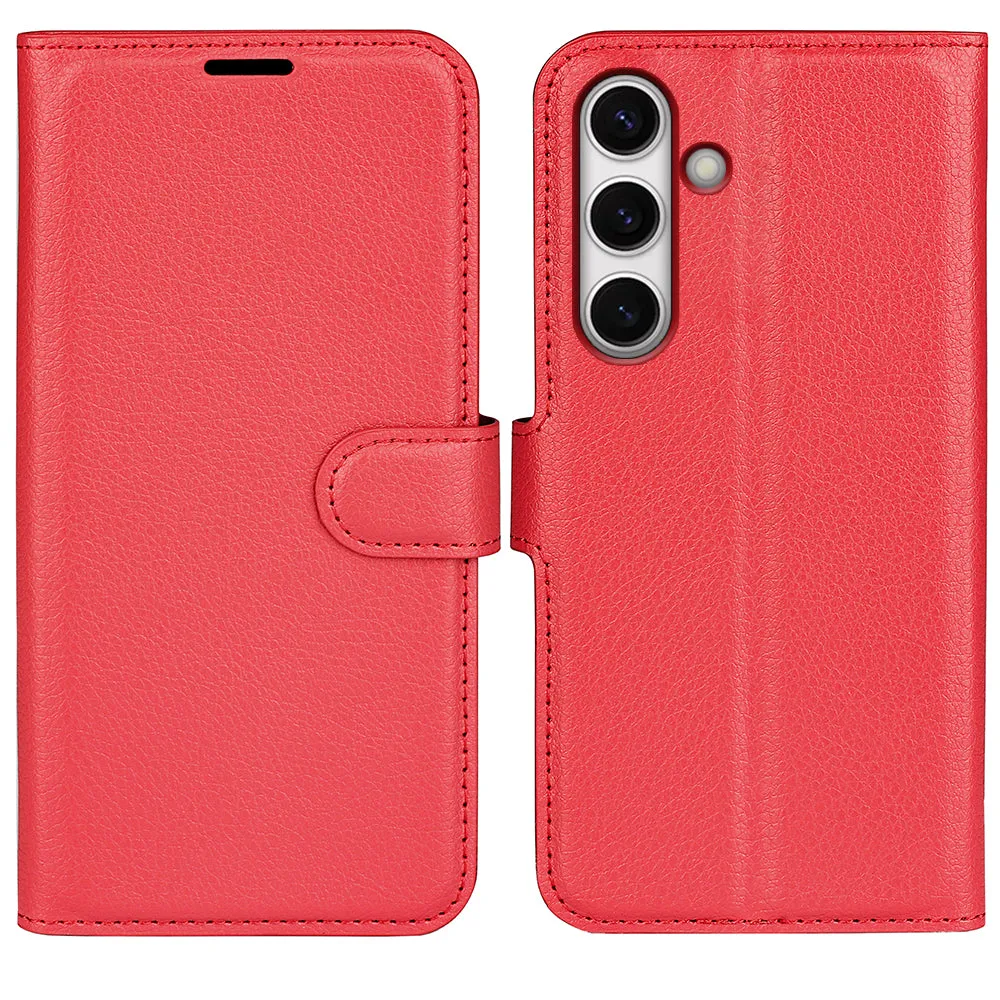 Samsung Galaxy S24 FE Leather Case Flip Cover Litchi Look - Red