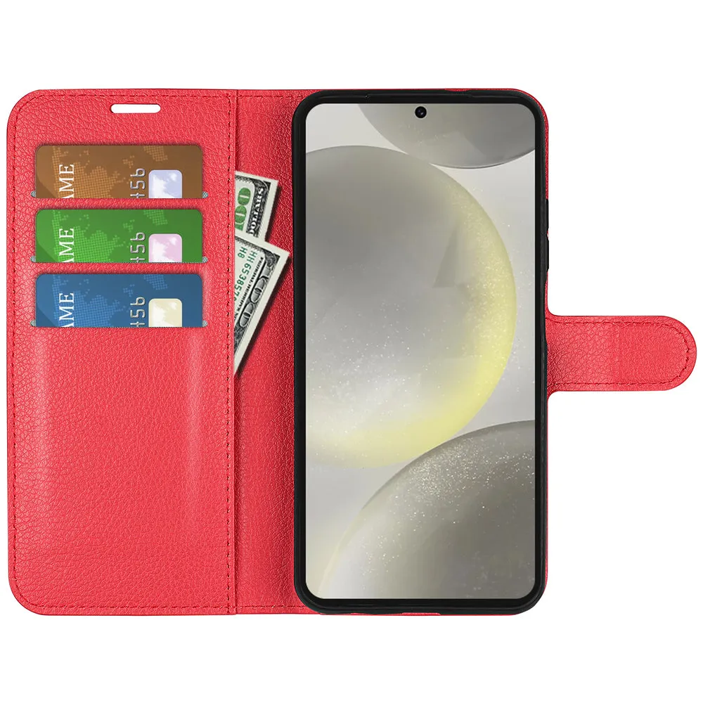 Samsung Galaxy S24 FE Leather Case Flip Cover Litchi Look - Red