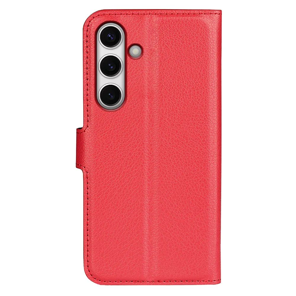 Samsung Galaxy S24 FE Leather Case Flip Cover Litchi Look - Red