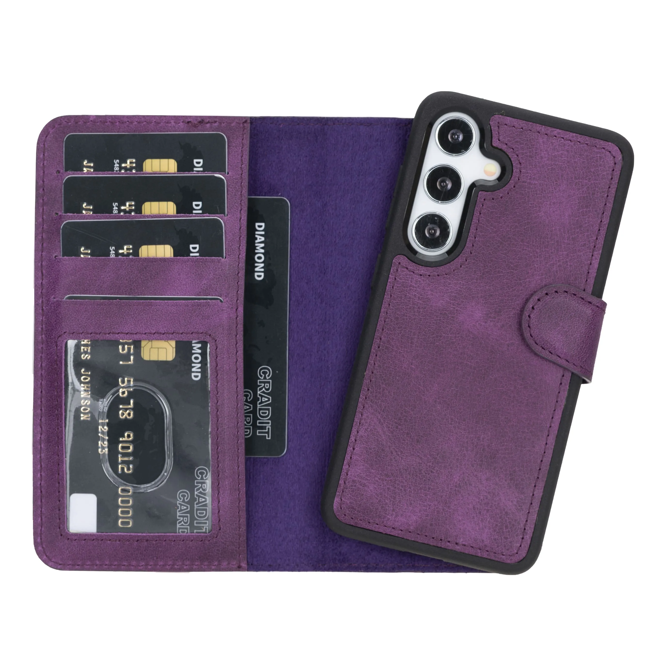 Samsung Galaxy S25 Magnetic Detachable Leather Wallet Case