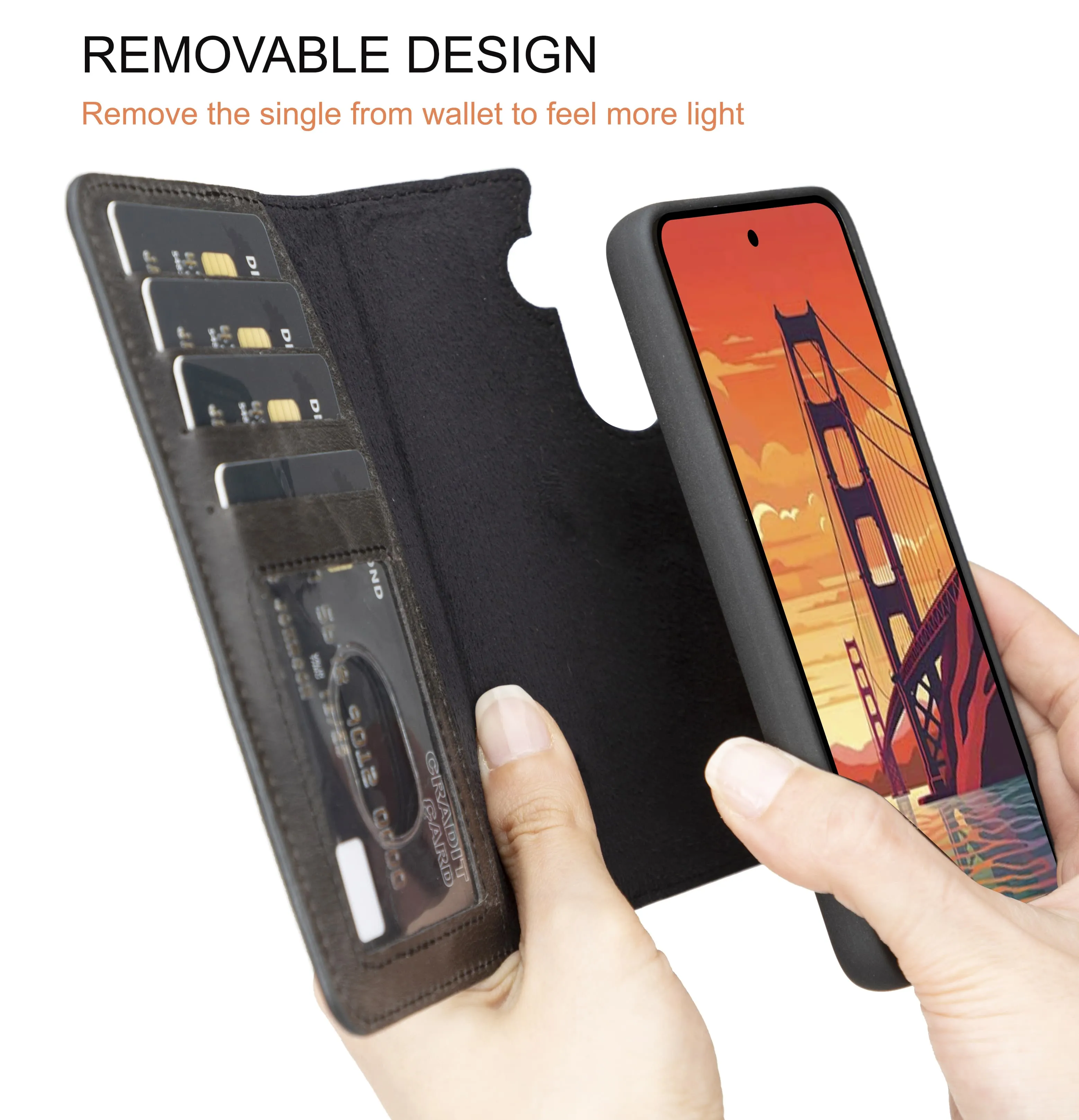 Samsung Galaxy S25 Magnetic Detachable Leather Wallet Case