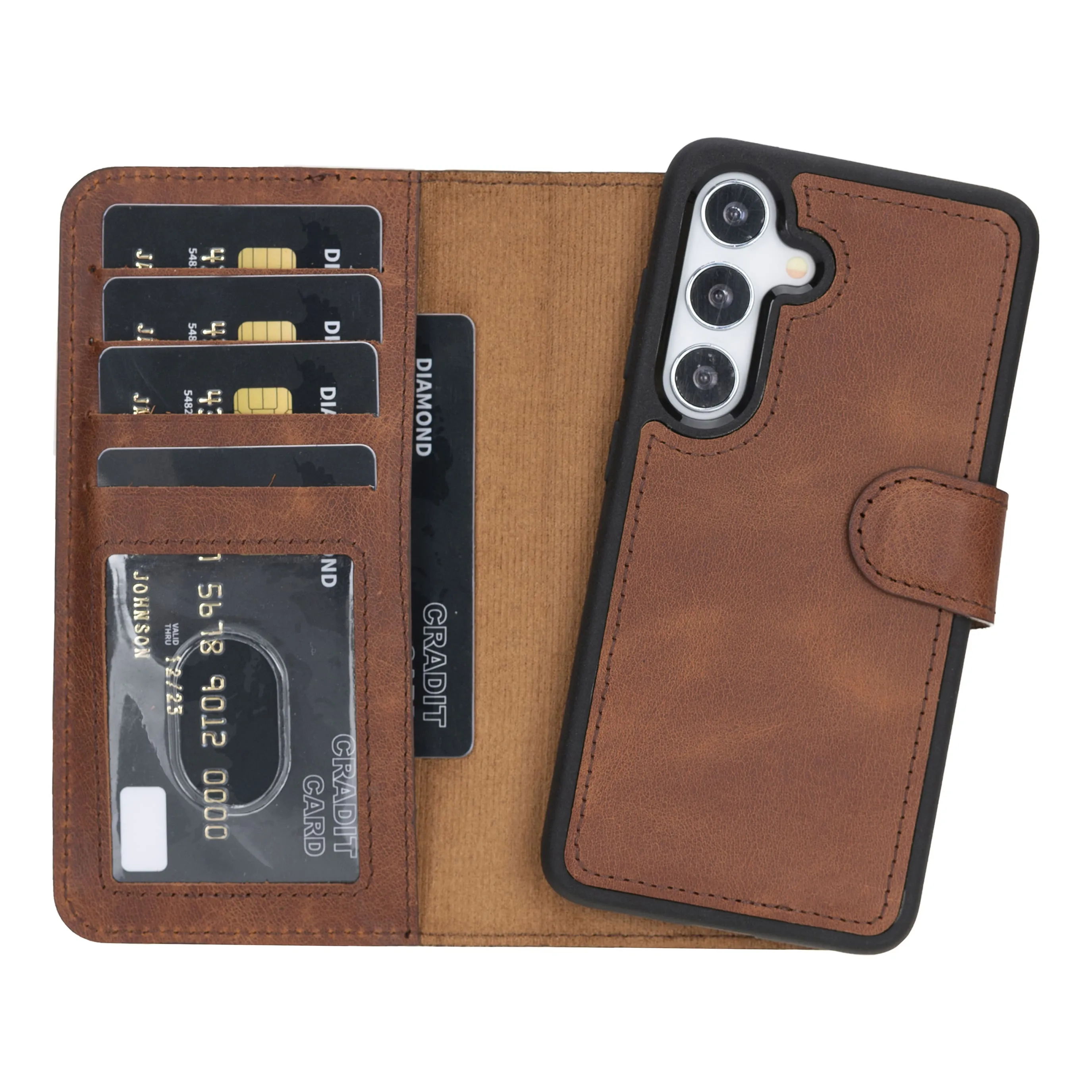 Samsung Galaxy S25 Magnetic Detachable Leather Wallet Case