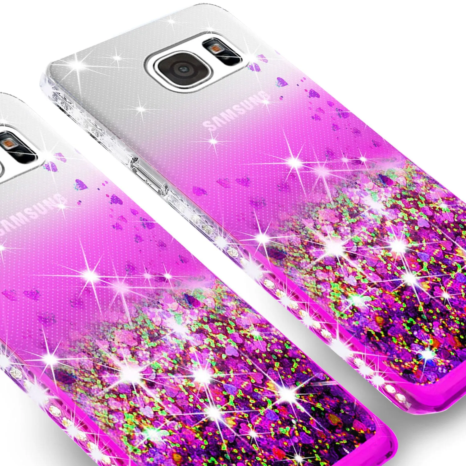 Samsung Galaxy S7 Edge Case Liquid Glitter Phone Case Waterfall Floating Quicksand Bling Sparkle Cute Protective Girls Women Cover for Galaxy S7 Edge - Purple