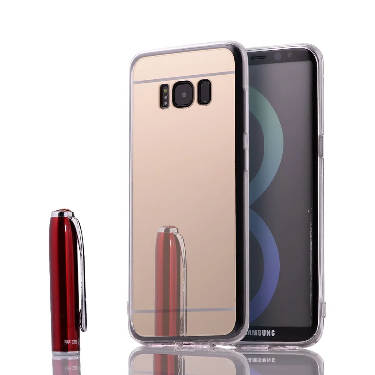 Samsung Galaxy S8 Case, Reflective Mirror EZ-Grip[Shock Resistant] TPU Case Cover for Galaxy S8 - Gold