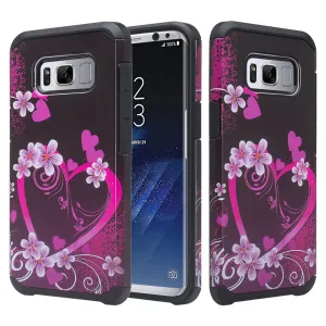 Samsung Galaxy S8 Case, Slim Hybrid Dual Layer[Shock Resistant] Protective Case Cover - Heart Butterflies