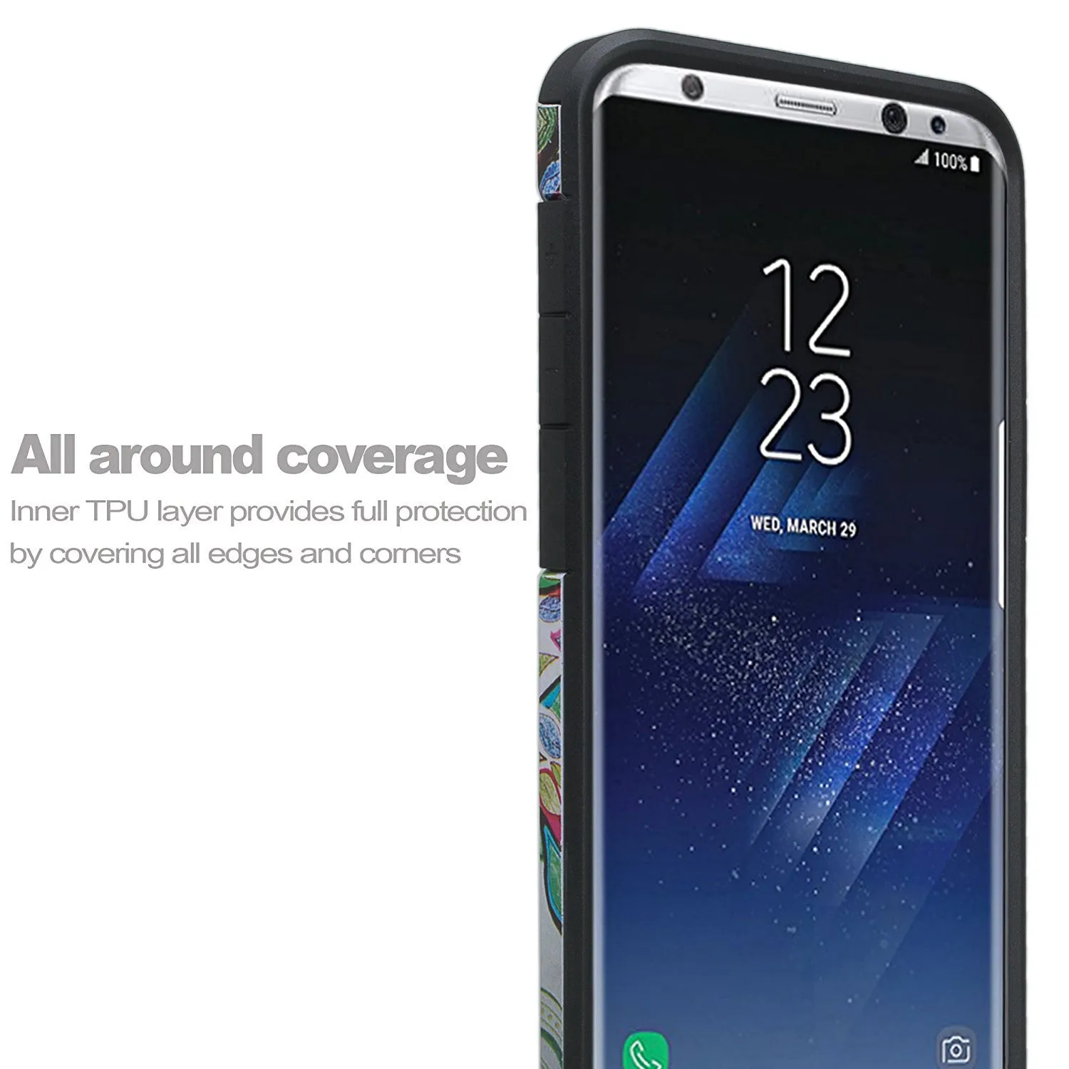 Samsung Galaxy S8 Case, Slim Hybrid Dual Layer[Shock Resistant] Protective Case Cover - Vibrant Tree