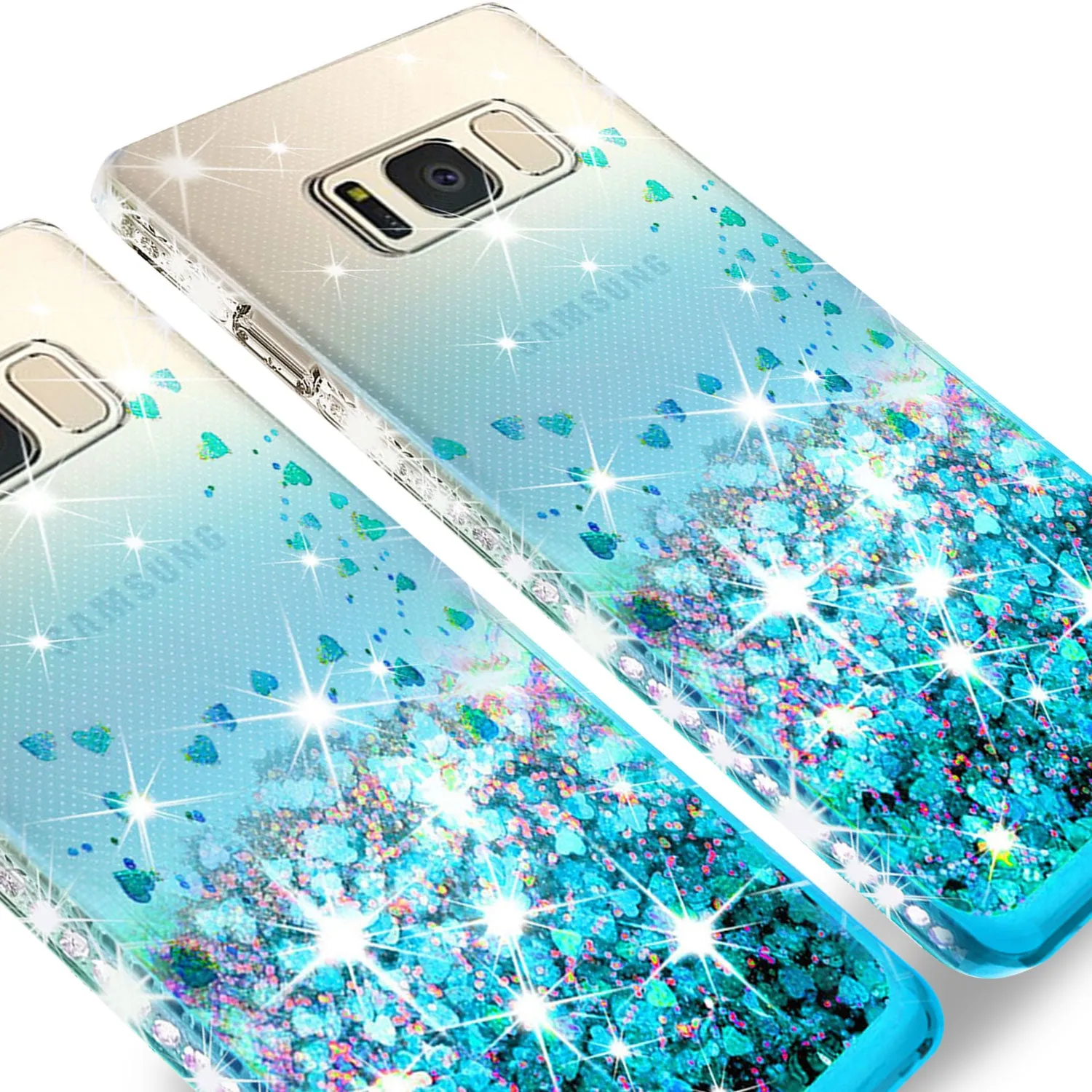 Samsung Galaxy S8 Plus Case Liquid Glitter Phone Case Waterfall Floating Quicksand Bling Sparkle Cute Protective Girls Women Cover for Galaxy S8 Plus - Teal