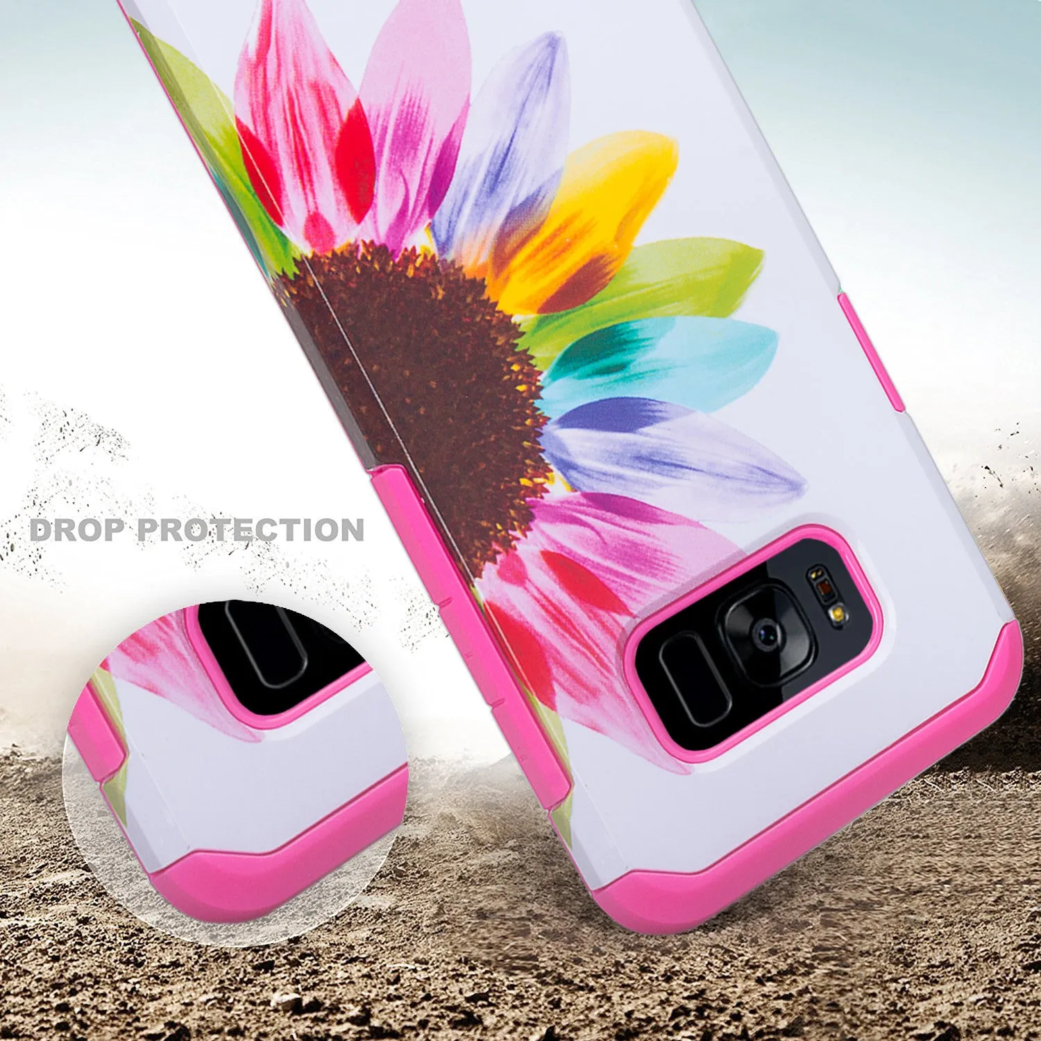 Samsung Galaxy S8 Plus Case, SM-G955 Case, Slim Hybrid Dual Layer[Shock Resistant] Protective Case Cover - Vivid Sunflower