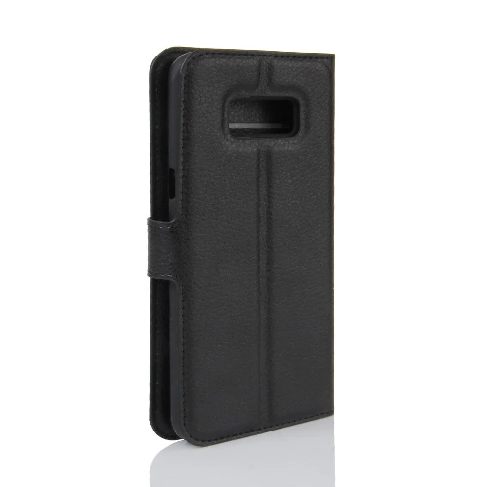 Samsung Galaxy S8  Plus Leather Case Flip Cover Litchi Look - Black