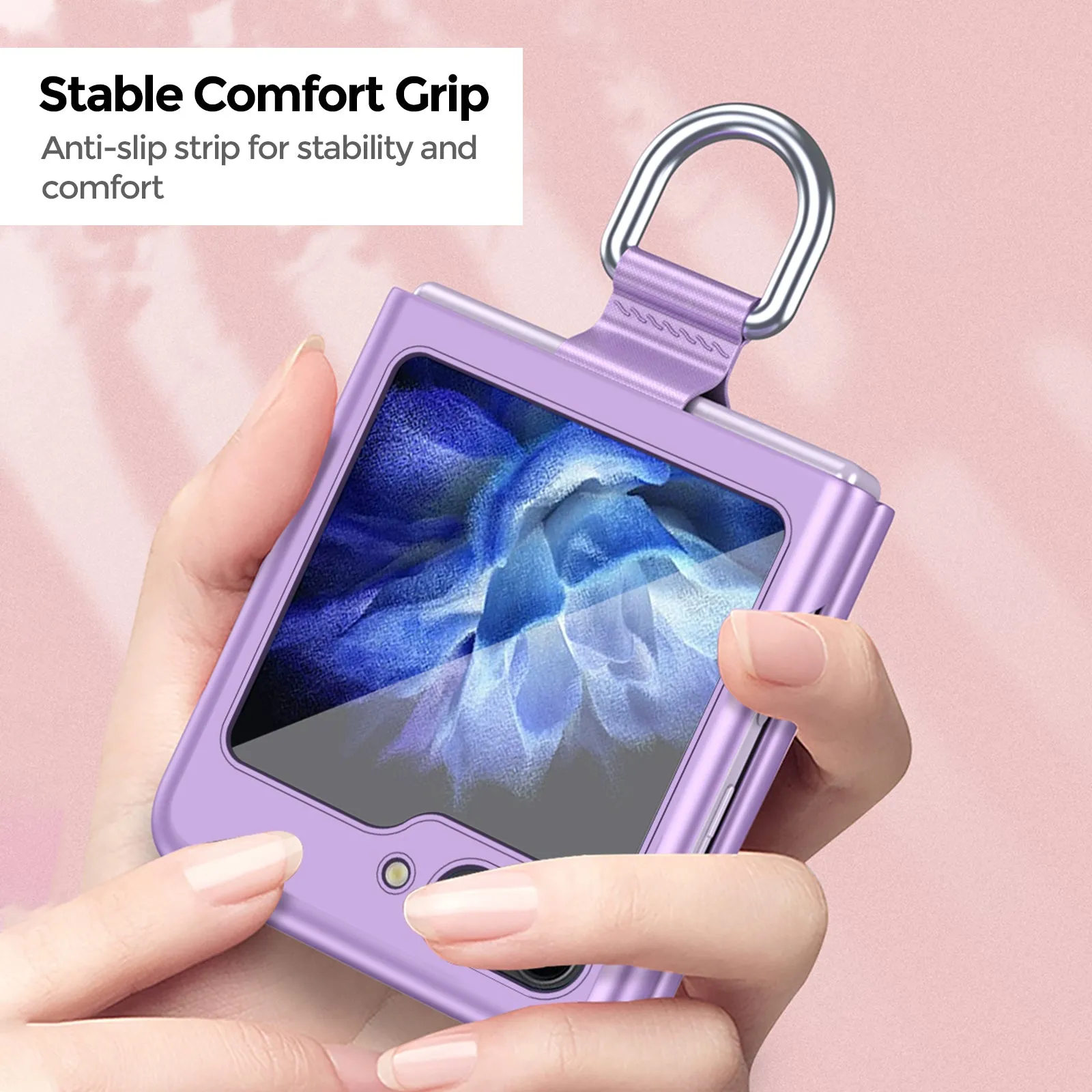 Samsung Galaxy Z Flip 5 Case Cover | Hard PC Phone Case with Ring Holder  | Lavendar