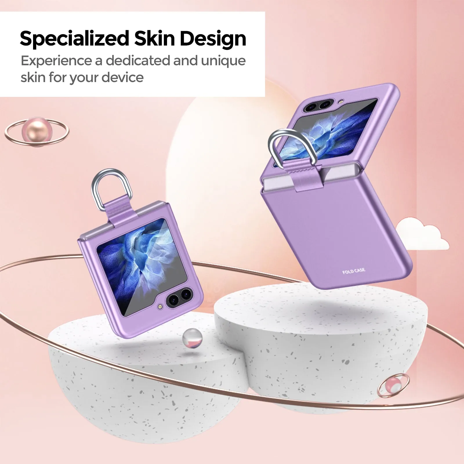 Samsung Galaxy Z Flip 5 Case Cover | Hard PC Phone Case with Ring Holder  | Lavendar