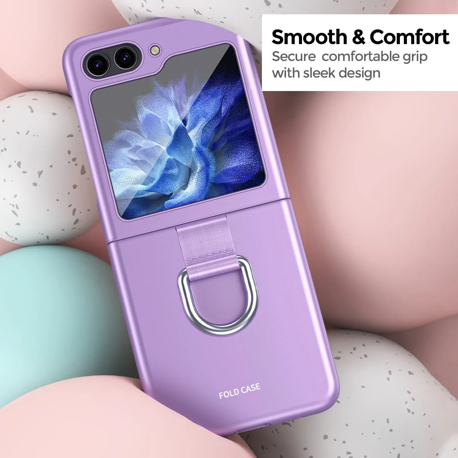 Samsung Galaxy Z Flip 5 Case Cover | Hard PC Phone Case with Ring Holder  | Lavendar