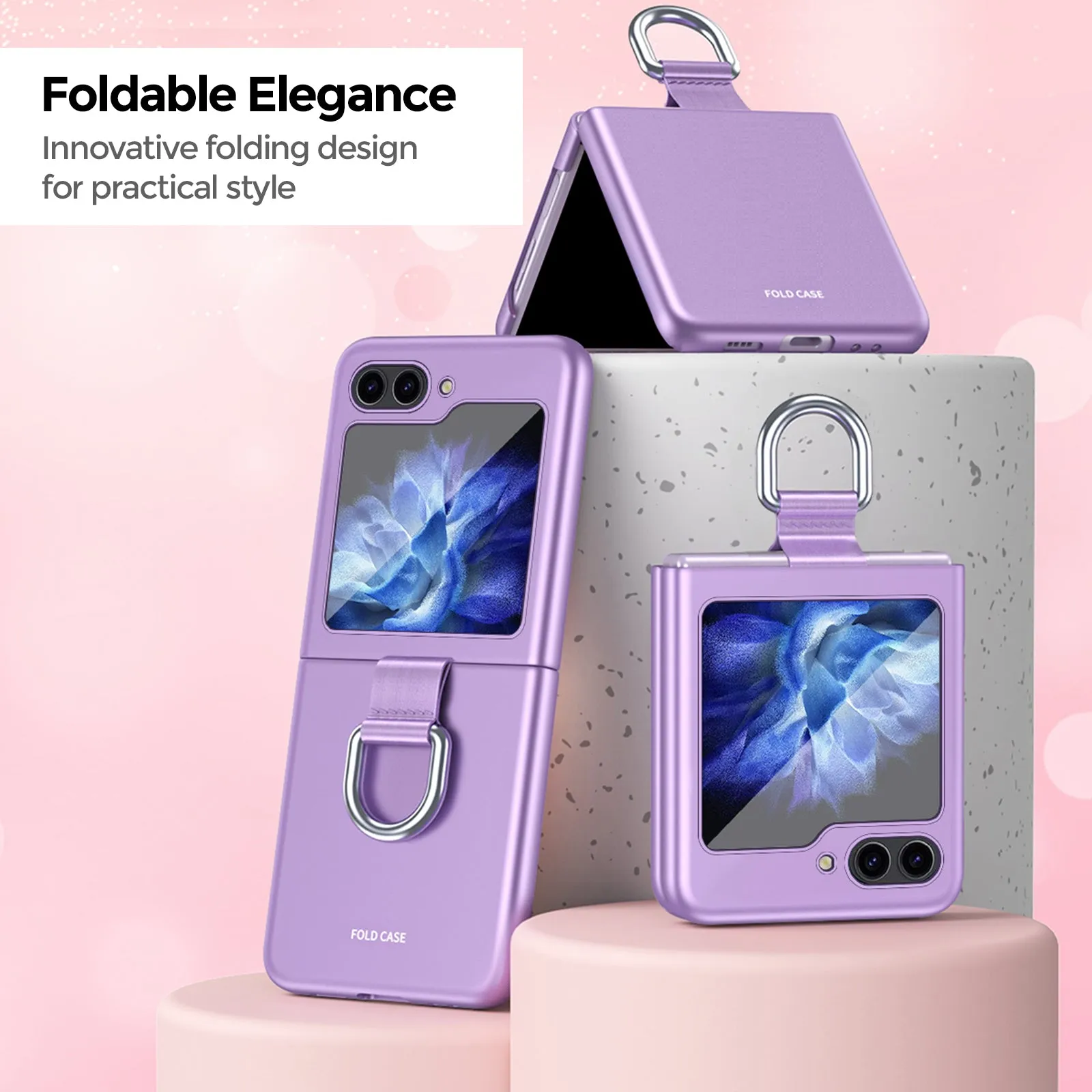 Samsung Galaxy Z Flip 5 Case Cover | Hard PC Phone Case with Ring Holder  | Lavendar
