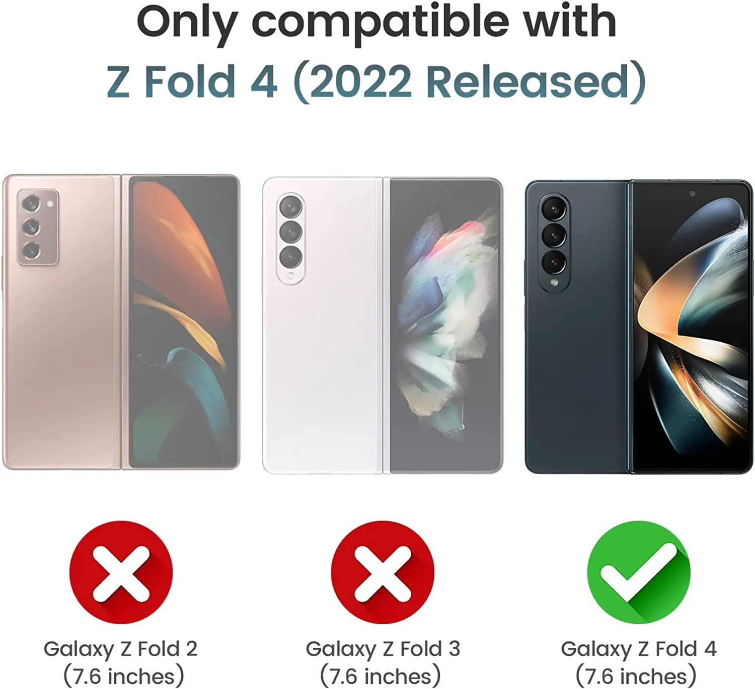 Samsung Galaxy Z Fold 4 Case, Z Fold 4 Case Slide Camera Cover Black