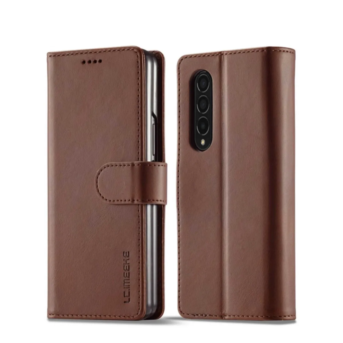 Samsung Galaxy Z Fold4 5G Leather Case Flip Cover with Card Slots - Brown