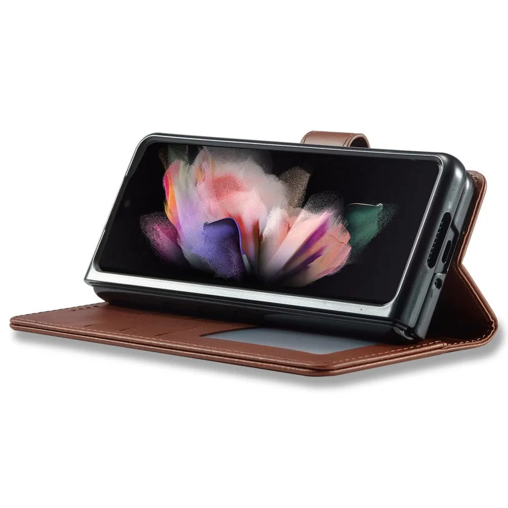 Samsung Galaxy Z Fold4 5G Leather Case Flip Cover with Card Slots - Brown