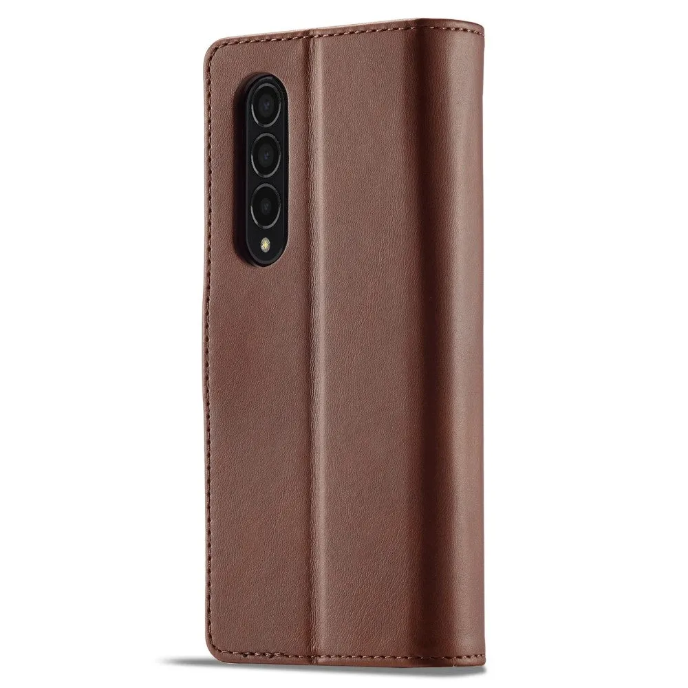 Samsung Galaxy Z Fold4 5G Leather Case Flip Cover with Card Slots - Brown
