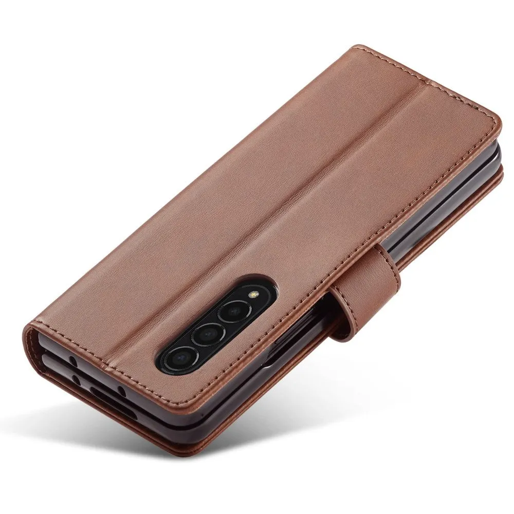 Samsung Galaxy Z Fold4 5G Leather Case Flip Cover with Card Slots - Brown