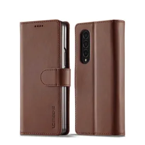 Samsung Galaxy Z Fold4 5G Leather Case Flip Cover with Card Slots - Brown