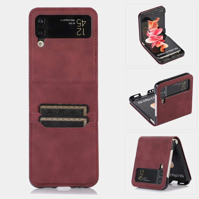 Samsung Z Flip 3 Folding Skin Cover Leather Phone Case PC Cover