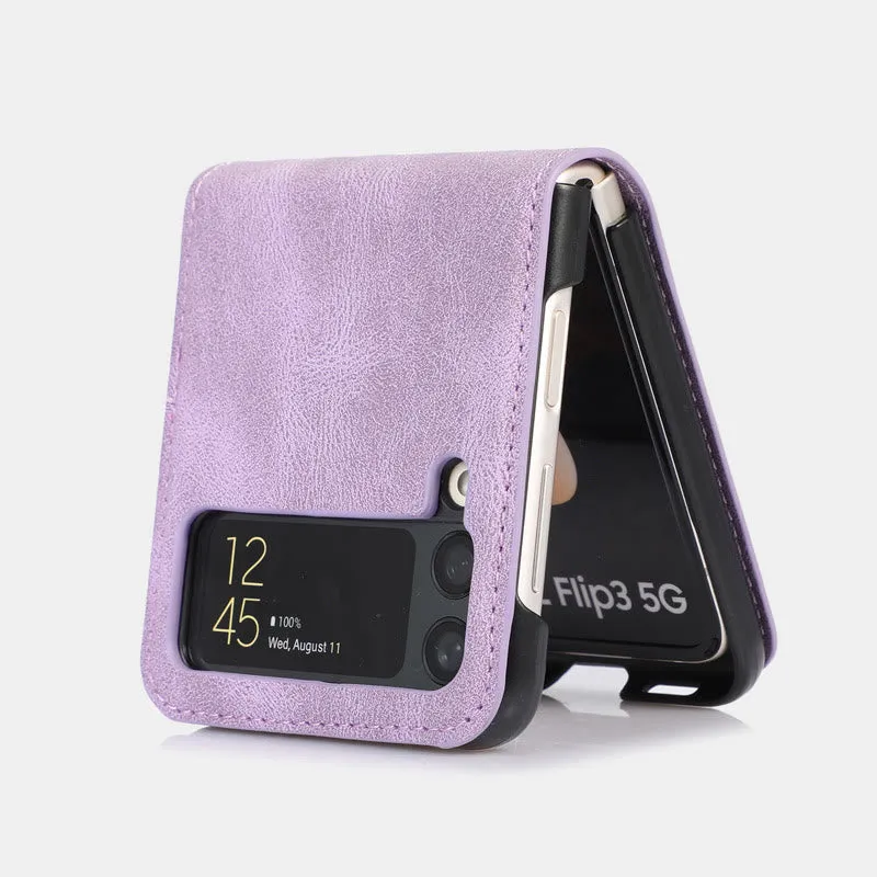 Samsung Z Flip 3 Folding Skin Cover Leather Phone Case PC Cover