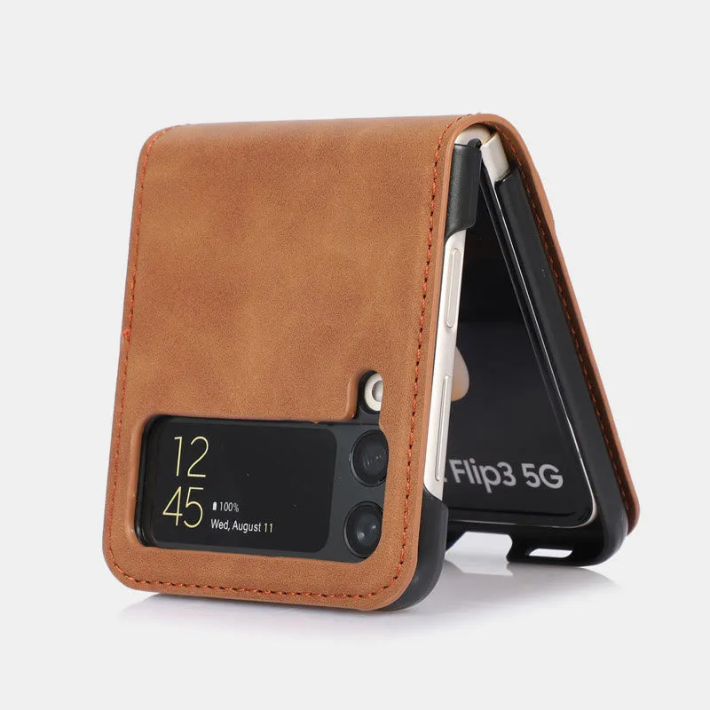 Samsung Z Flip 3 Folding Skin Cover Leather Phone Case PC Cover