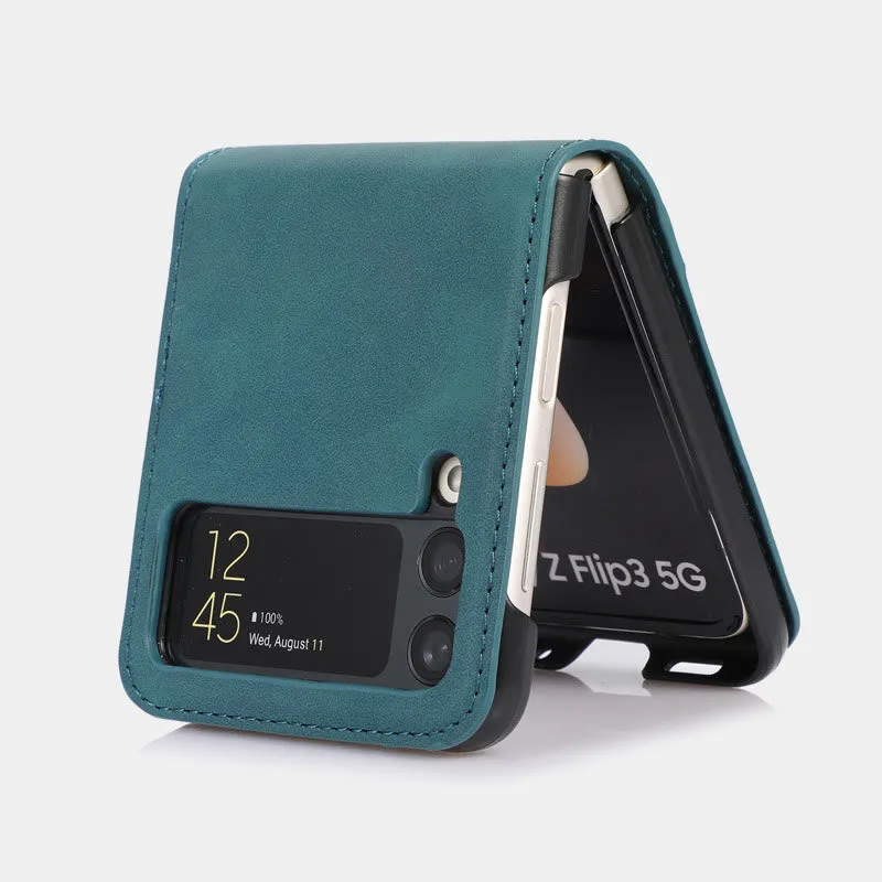 Samsung Z Flip 3 Folding Skin Cover Leather Phone Case PC Cover