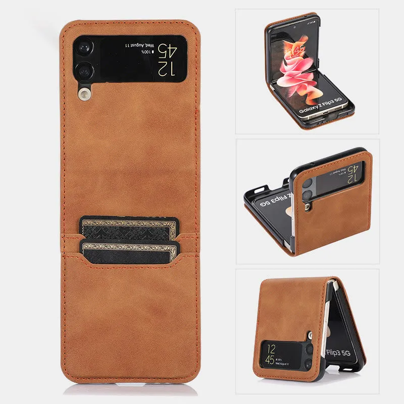 Samsung Z Flip 3 Folding Skin Cover Leather Phone Case PC Cover