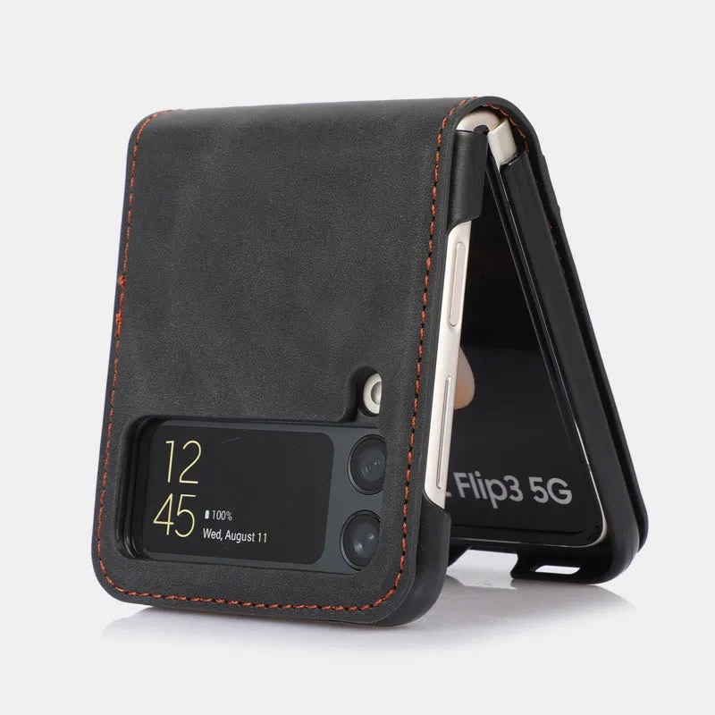 Samsung Z Flip 3 Folding Skin Cover Leather Phone Case PC Cover
