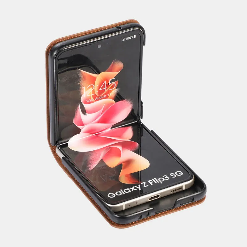 Samsung Z Flip 3 Folding Skin Cover Leather Phone Case PC Cover